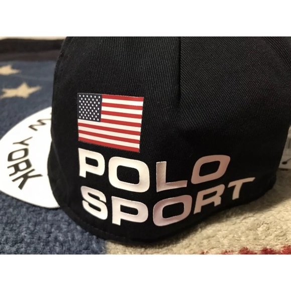 Vintage Ralph Lauren POLO SPORT USA CYCLING NEW YORK BROOKLYN Cap S/M Pwing Rlpc - Picture 4 of 11